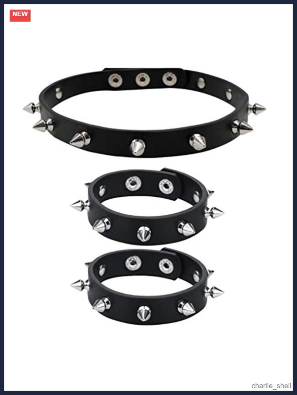 PU Leather Studded Spike Bracelet Choker Set Punk Cosplay Cuff